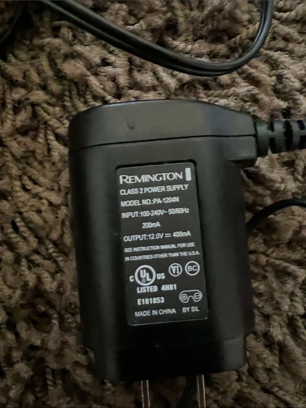 Remington Black AC Power Adapter Charger
